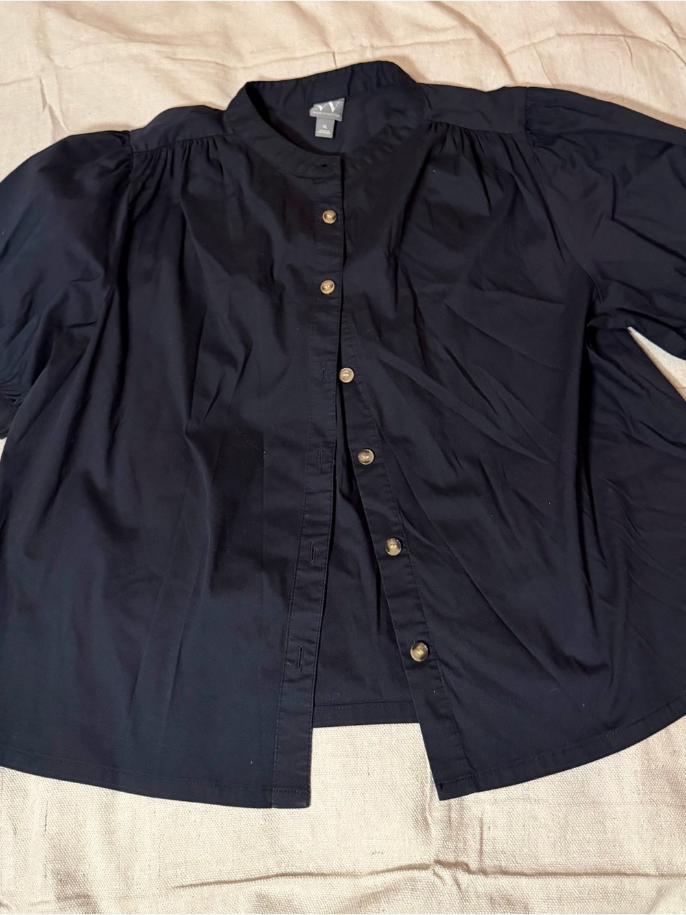 Classic Black Button-Front Short Sleeve Top — Worthington